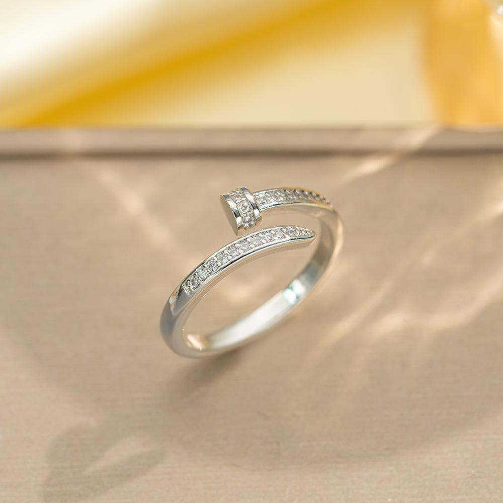 Eternal Luxe Adjustable 18K Gold Plated /925 Silver Plated Band Ring