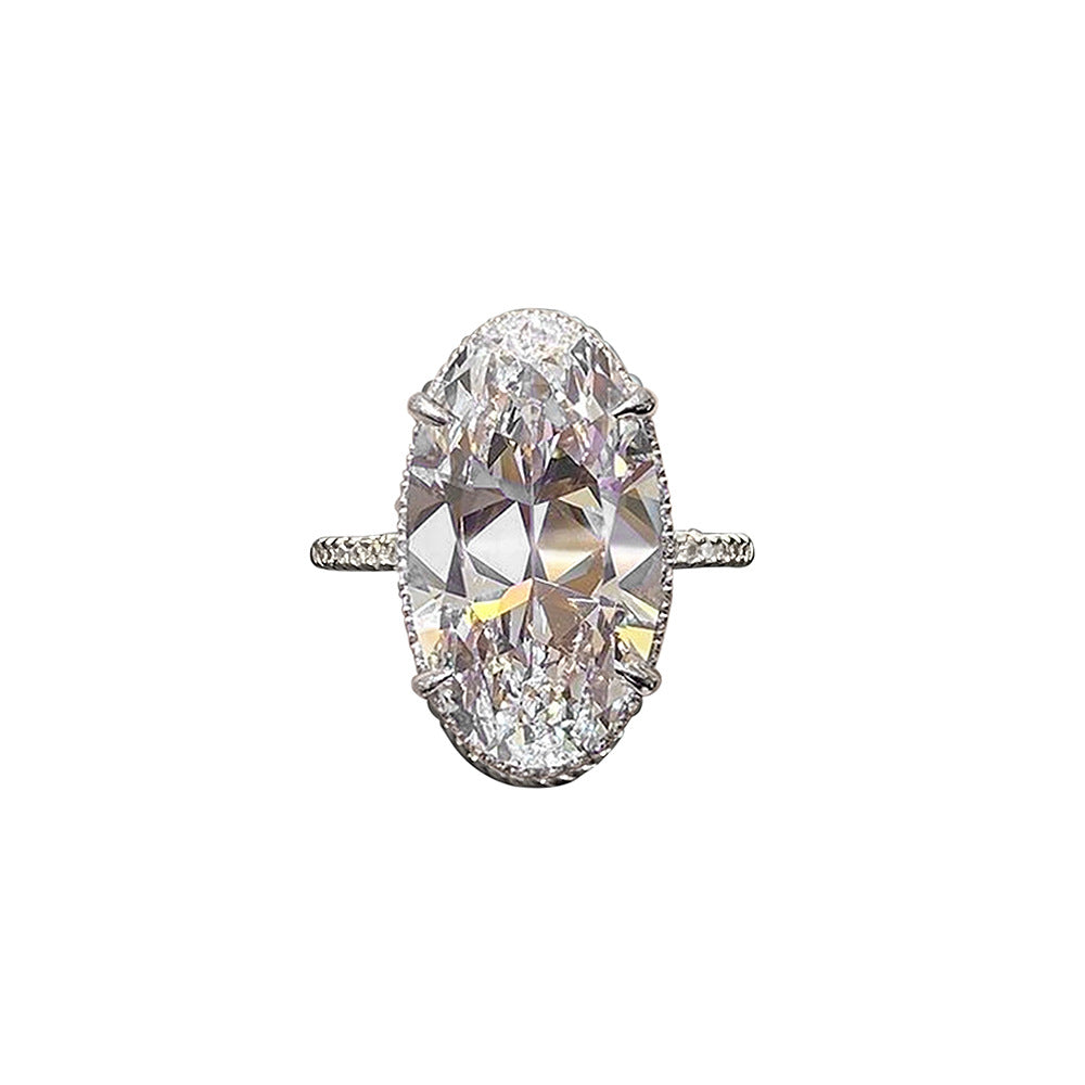 Oval Elegance Statement 925 Silver Plated Ring