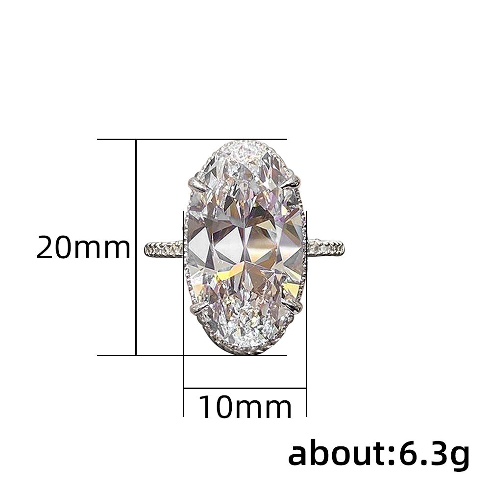 Oval Elegance Statement 925 Silver Plated Ring