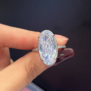 Oval Elegance Statement 925 Silver Plated Ring