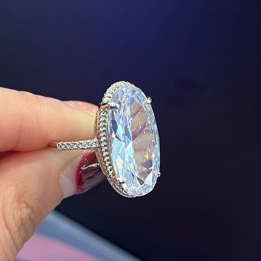 Oval Elegance Statement 925 Silver Plated Ring