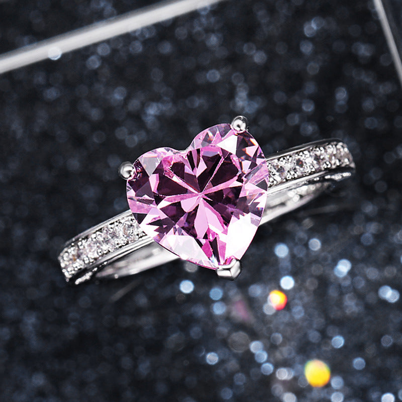 Amora Spark Heart-Cut Solitaire 925 Silver Plated Ring