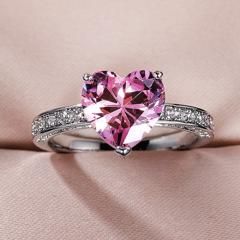 Amora Spark Heart-Cut Solitaire 925 Silver Plated Ring