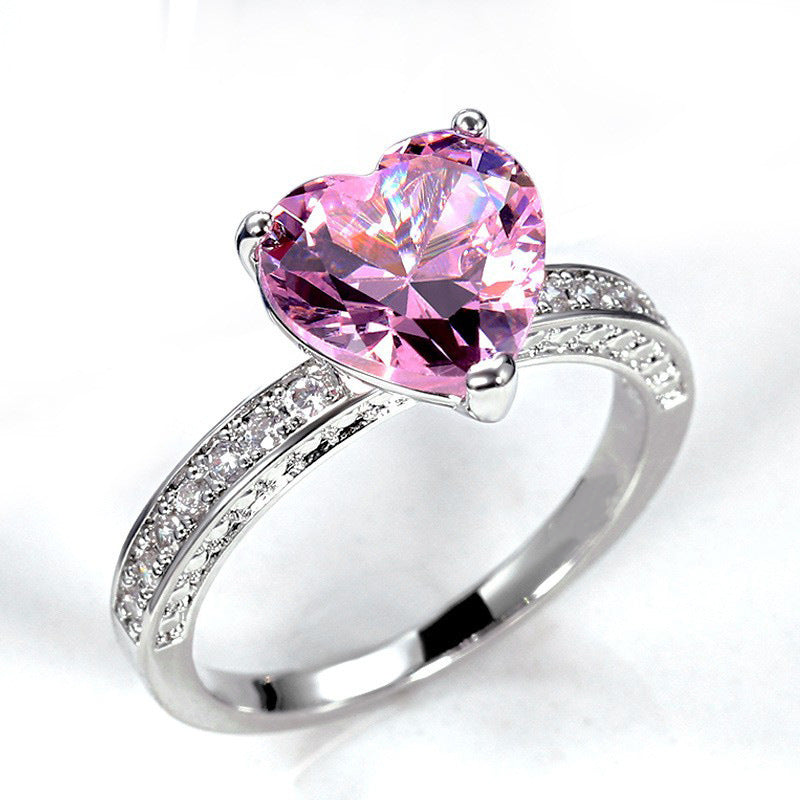 Amora Spark Heart-Cut Solitaire 925 Silver Plated Ring