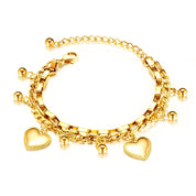 Golden Heart Charm Bracelet