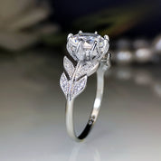 Bloomed Grace – Leaf Solitaire 925 Silver Plated Ring