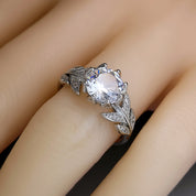 Bloomed Grace – Leaf Solitaire 925 Silver Plated Ring