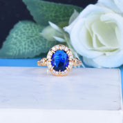 Midnight Majesty Sapphire 14K Gold plated Adjustable Ring