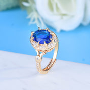 Midnight Majesty Sapphire 14K Gold plated Adjustable Ring
