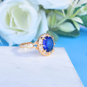 Midnight Majesty Sapphire 14K Gold plated Adjustable Ring