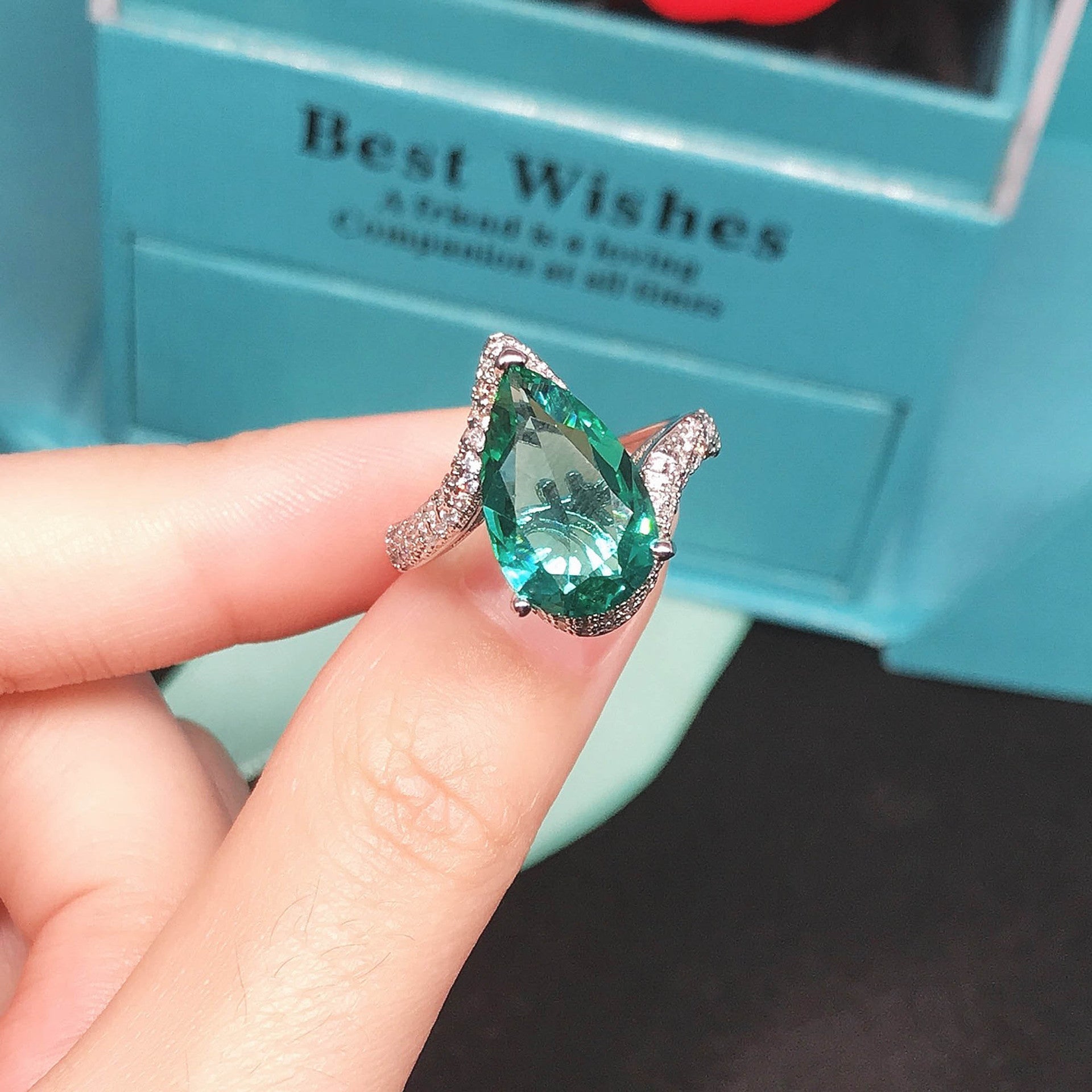 Aqua Dusk Teardrop Ring