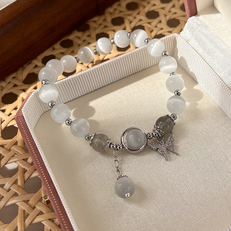 Lunar Frost Butterfly Beaded Bracelet