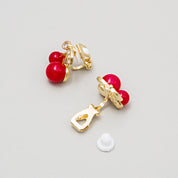 Scarlet Blush Cherry Clip Earrings