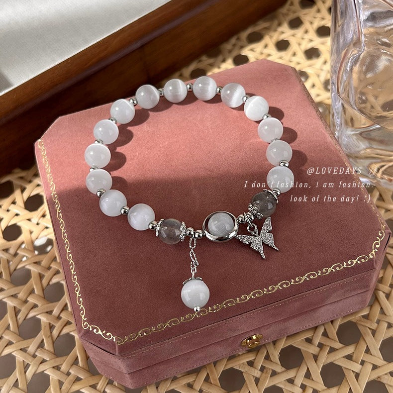 Lunar Frost Butterfly Beaded Bracelet