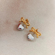 Golden Bowheart Drop Earrings