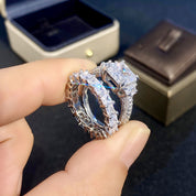 Eternal Radiance Princess Cut 925 Silver Plated Ring Set