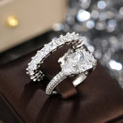 Eternal Radiance Princess Cut 925 Silver Plated Ring Set