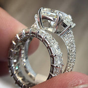 Eternal Radiance Princess Cut 925 Silver Plated Ring Set