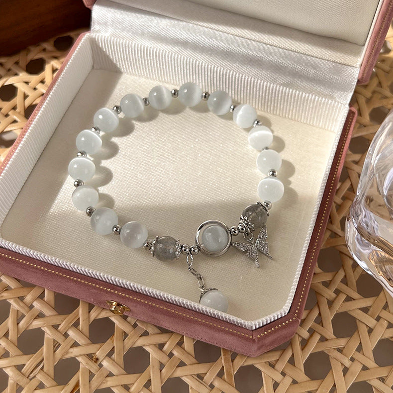 Lunar Frost Butterfly Beaded Bracelet
