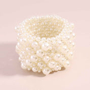 Veloura Bloom | Pearl Statement Cuff Bracelet | Gold Plated Multi-Pearl Cluster Design | Elegant Occasion Luxe Bracelet