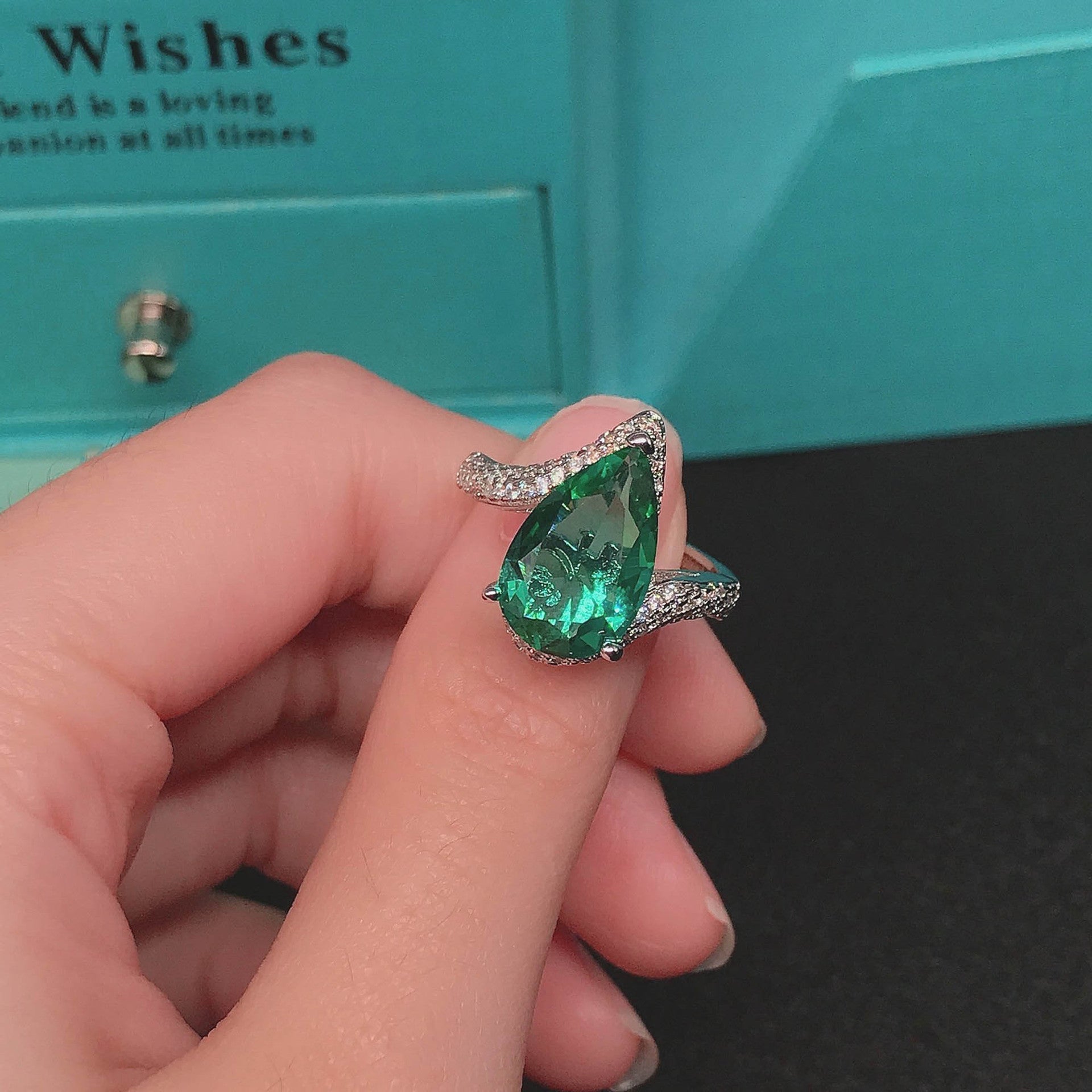 Aqua Dusk Teardrop Ring