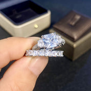 Eternal Radiance Princess Cut 925 Silver Plated Ring Set