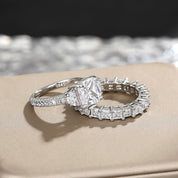 Eternal Radiance Princess Cut 925 Silver Plated Ring Set
