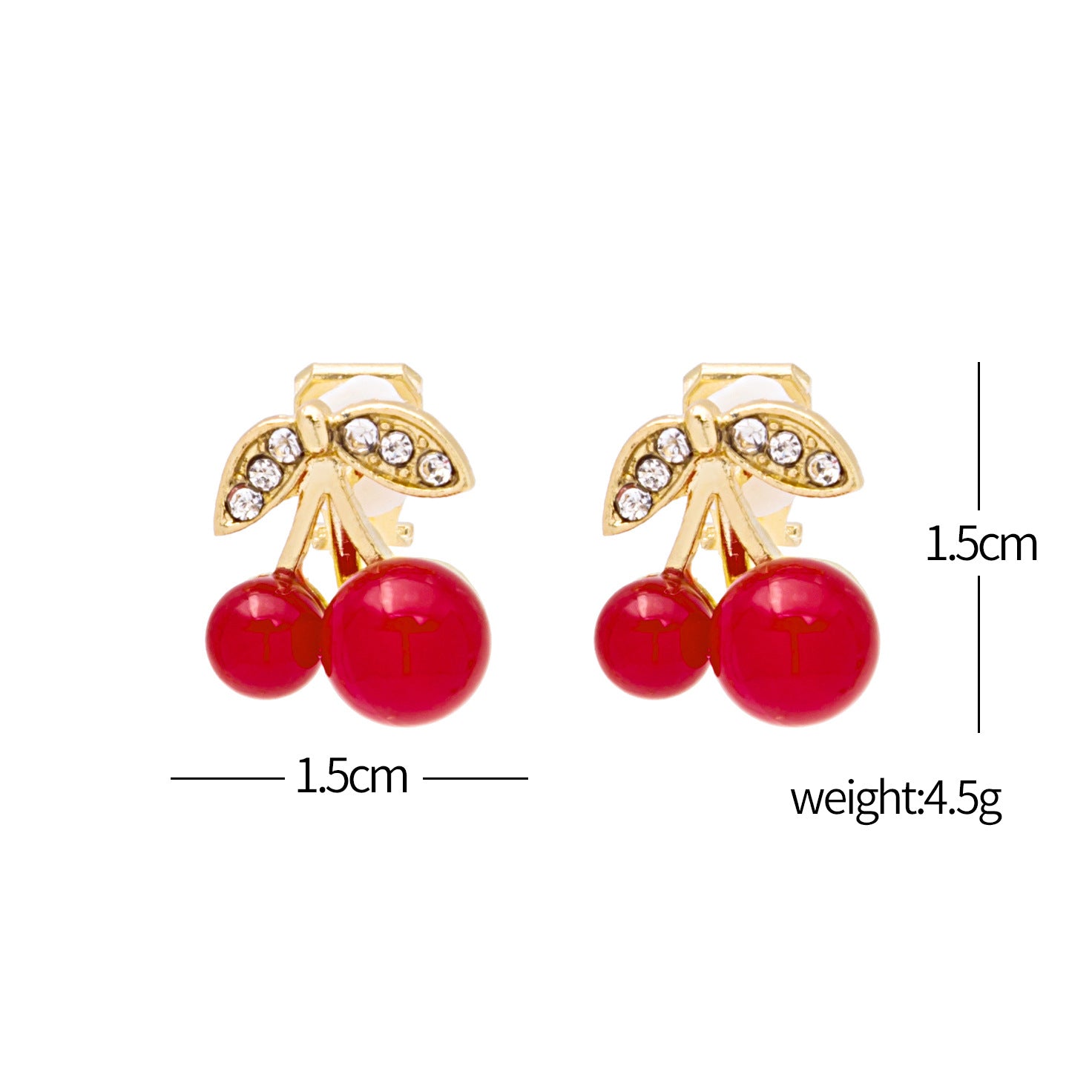 Scarlet Blush Cherry Clip Earrings