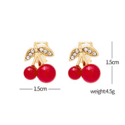 Scarlet Blush Cherry Clip Earrings