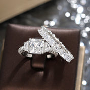 Eternal Radiance Princess Cut 925 Silver Plated Ring Set