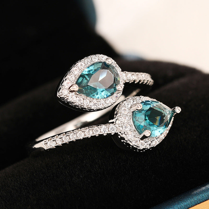 Aqua Serene Duo Adjustable Ring