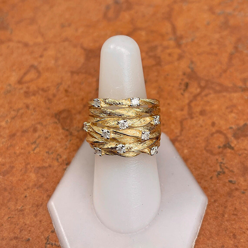 Auric Weave Luxe 18K Gold Plated Band Ring
