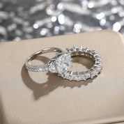 Eternal Radiance Princess Cut 925 Silver Plated Ring Set