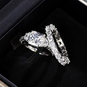 Eternal Radiance Princess Cut 925 Silver Plated Ring Set