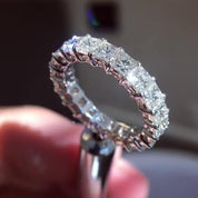 Eternal Radiance Princess Cut 925 Silver Plated Ring Set