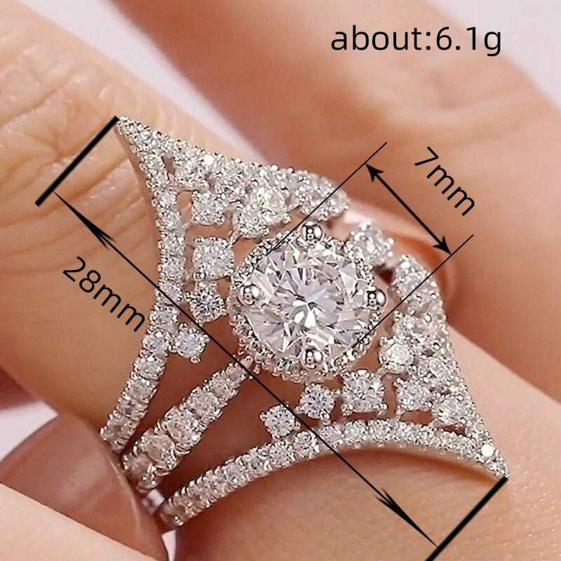 Radiant Crystal Ring with 925 Silver Plating