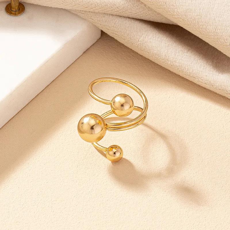 Golden Sphere Orbit Ring