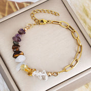 Natural Gemstone Bracelet with Copper Golden Plating