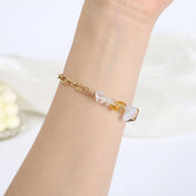 Natural Gemstone Bracelet with Copper Golden Plating