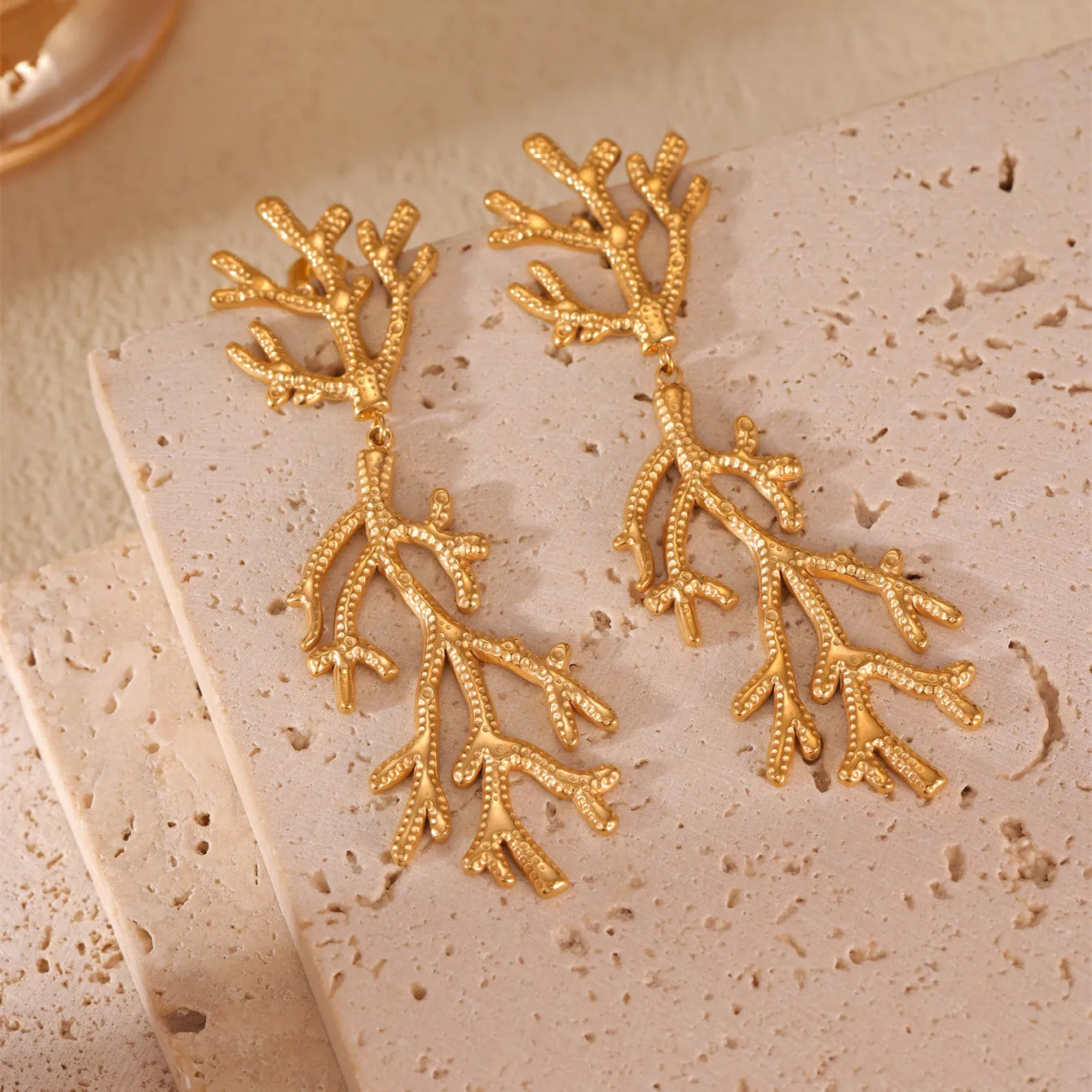 Golden Coral Reef Earrings