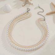 Celestia Grace | Layered Pearl Elegance Necklace | Multi-Strand Pearl Design | Timeless Occasion Luxe Necklace